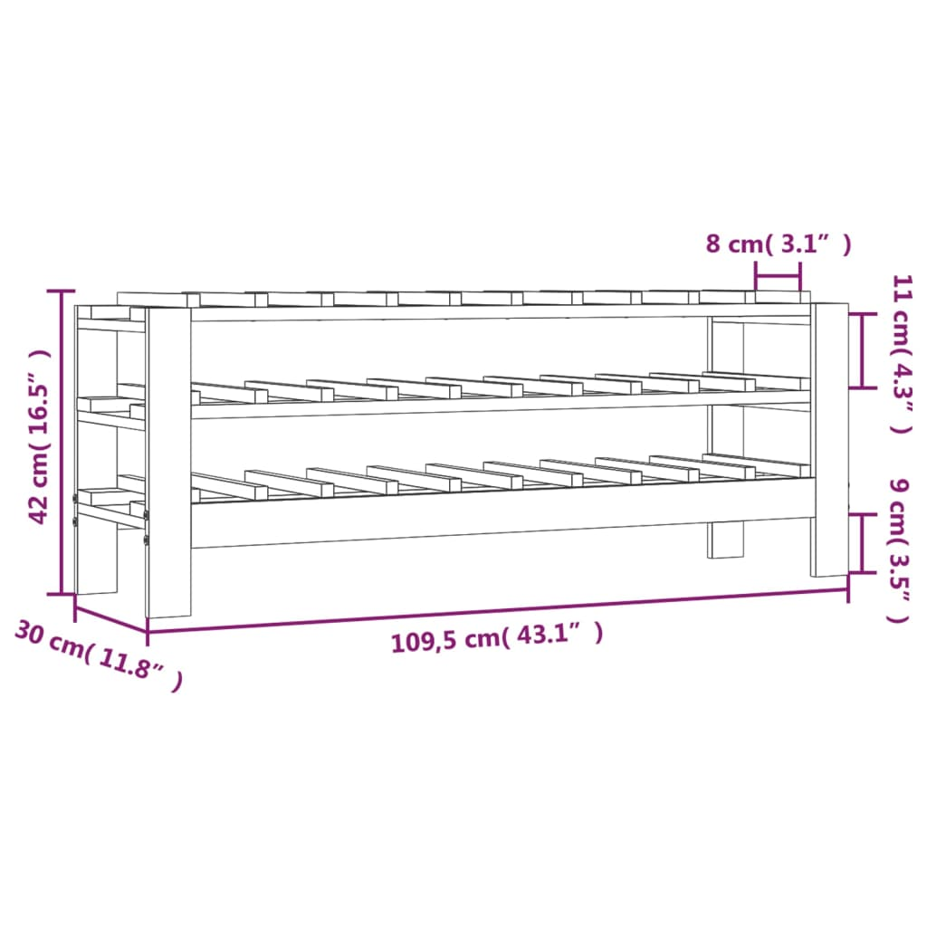 109.5x30x42 cm - Solid Wooden Pine - Wine Racks