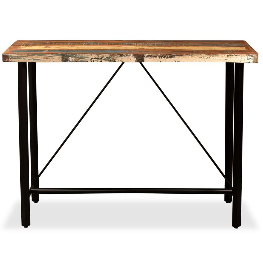 120x60x107 cm Bar Table Solid Reclaimed Wood with black legs