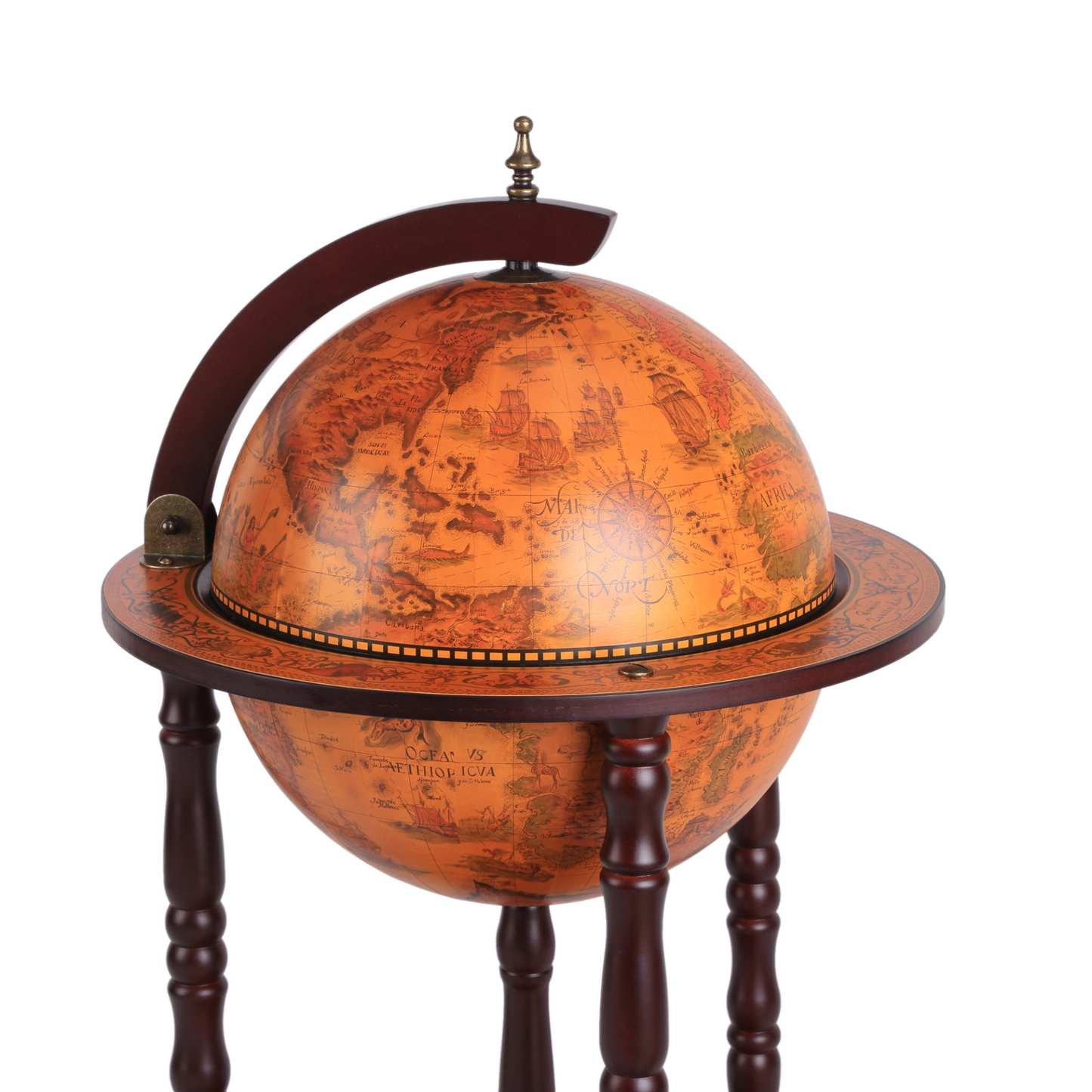 Globe Shaped Retro Style Movable Wine Trolley