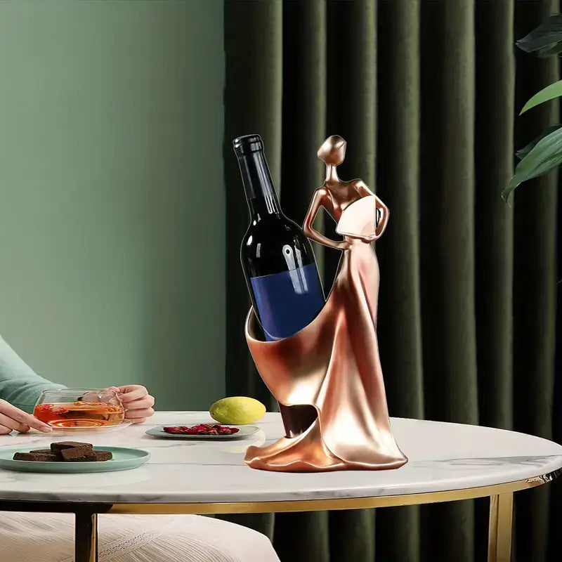 1 Piece brass colour Lady Statue Bottle Rack