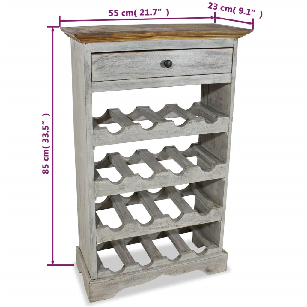 vidaXL Wine Rack Solid Reclaimed Wood 55x23x85 cm