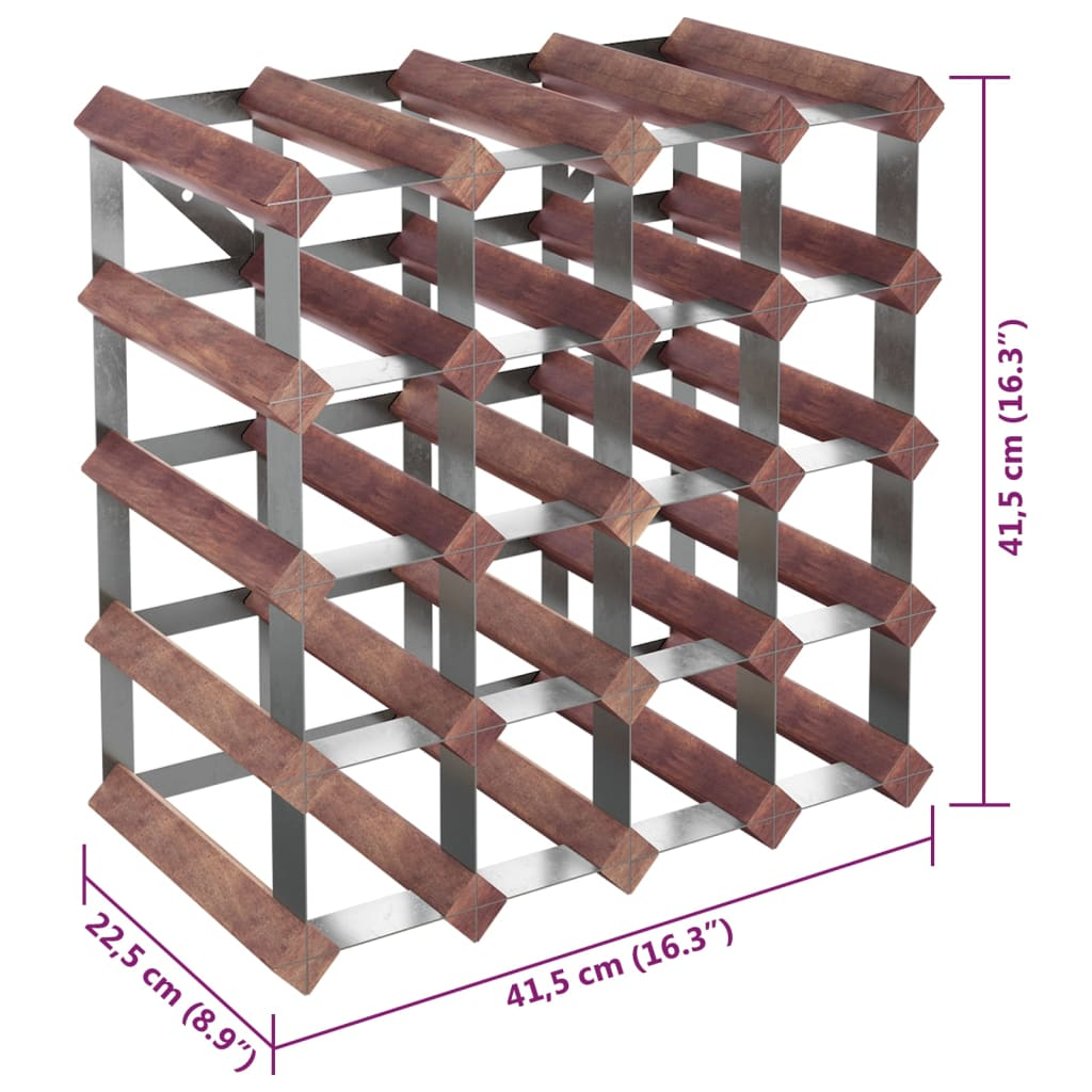 vidaXL Wine Rack for 20 Bottles Brown Solid Wood Pine