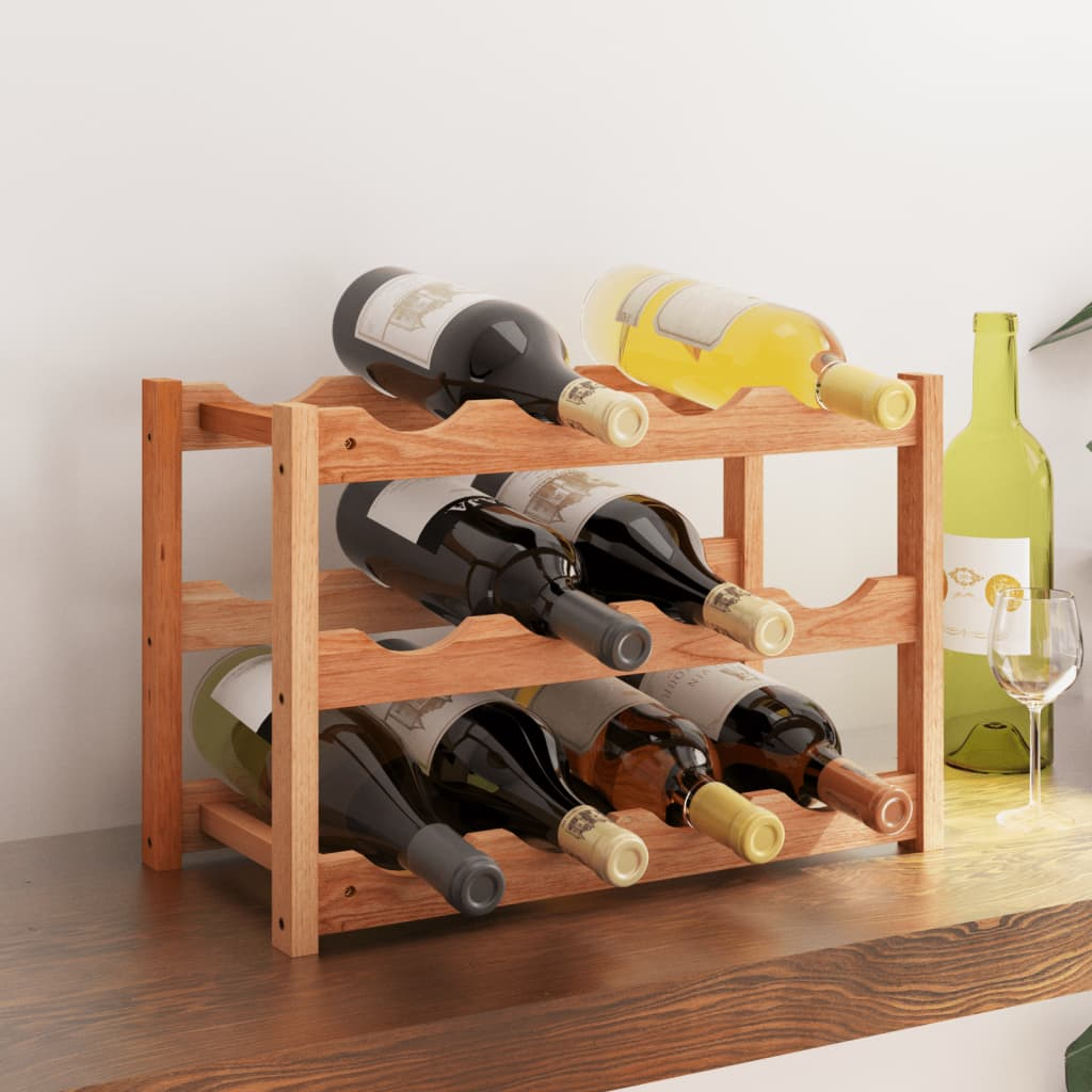 vidaXL Wine Rack for 12 Bottles Solid Wood Walnut