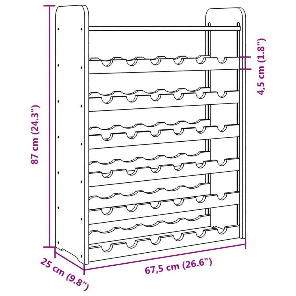 vidaXL Wine Rack with Top Board 67.5x25x87 cm Solid Wood Pine