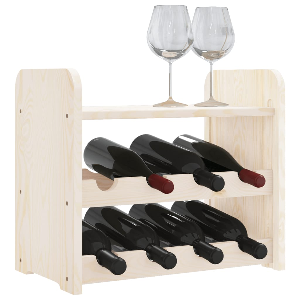 vidaXL Wine Rack with Top Board 43x25x37 cm Solid Wood Pine