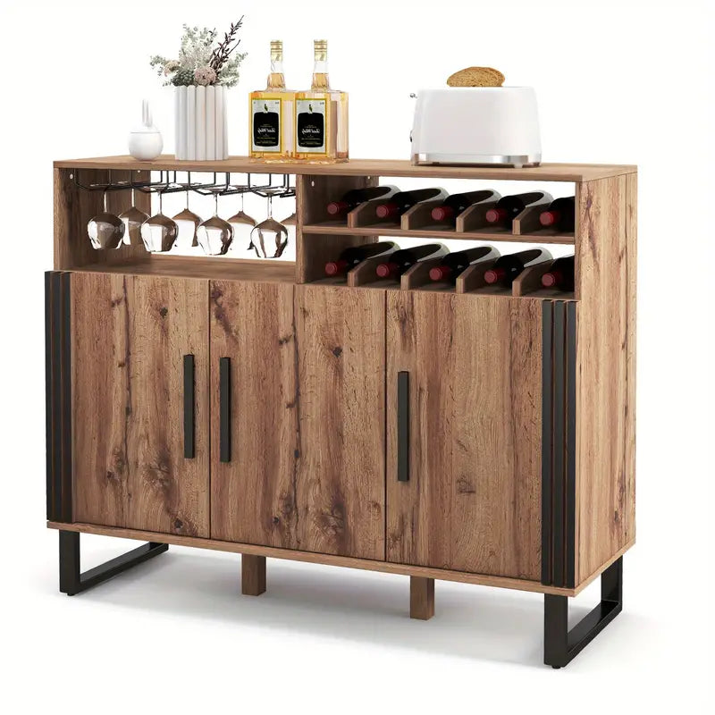 3 Door Drinks Cabinet with Wine Rack