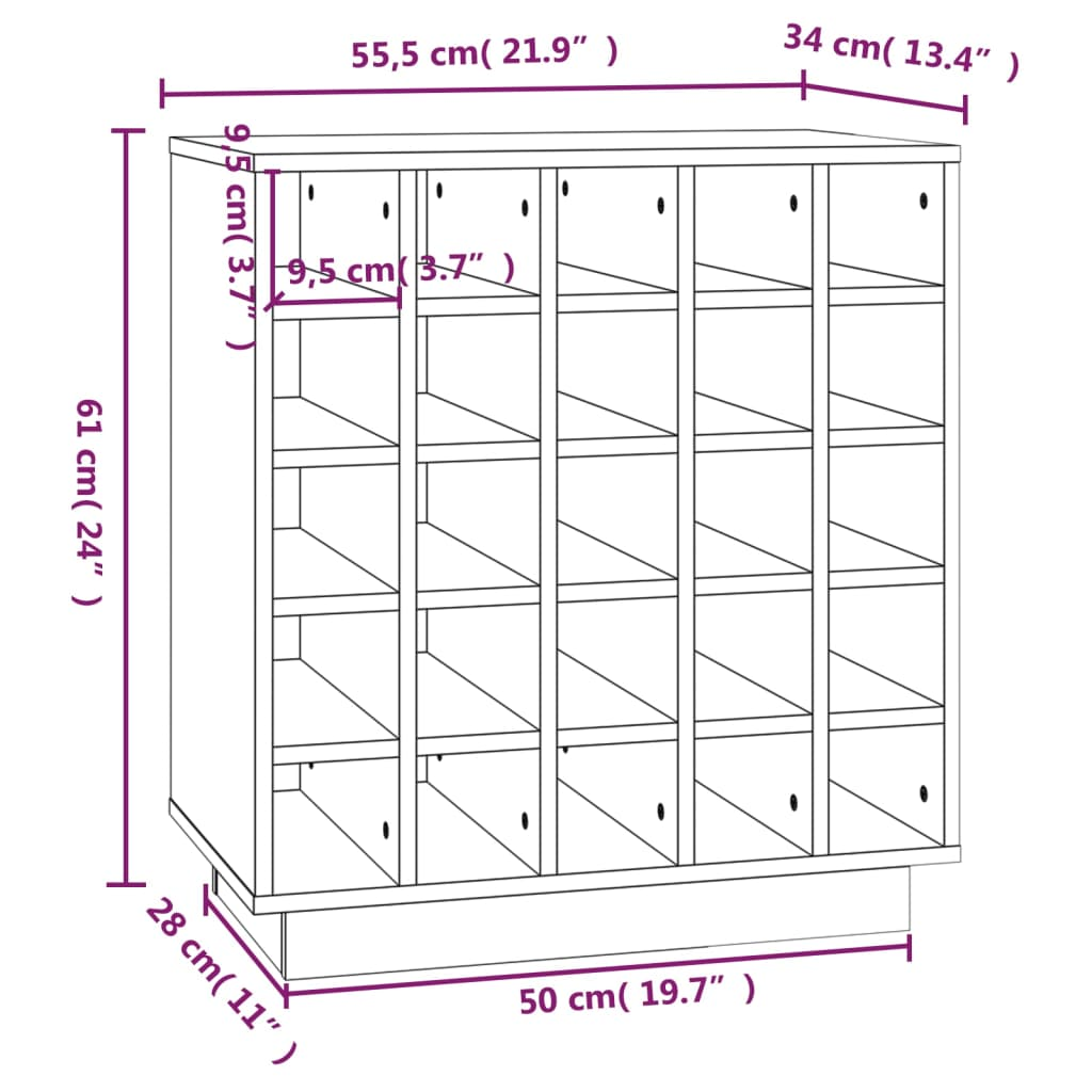 55.5x34x61 cm Solid Wood - Wine Unit Grey