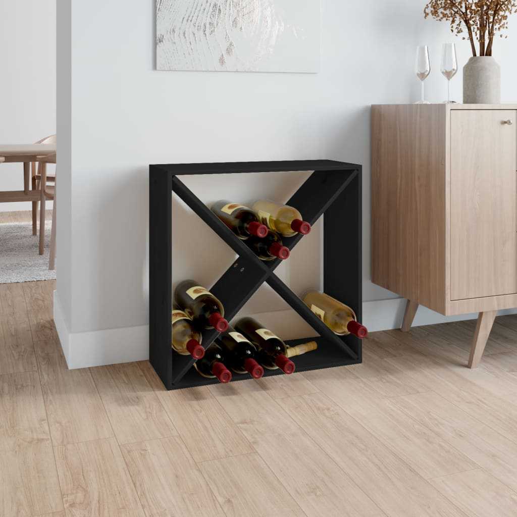 62x25x62 cm Solid Wood Pine - Wine Cabinets Black