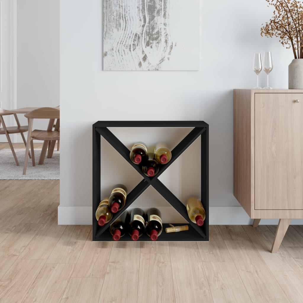 62x25x62 cm Solid Wood Pine - Wine Units Black