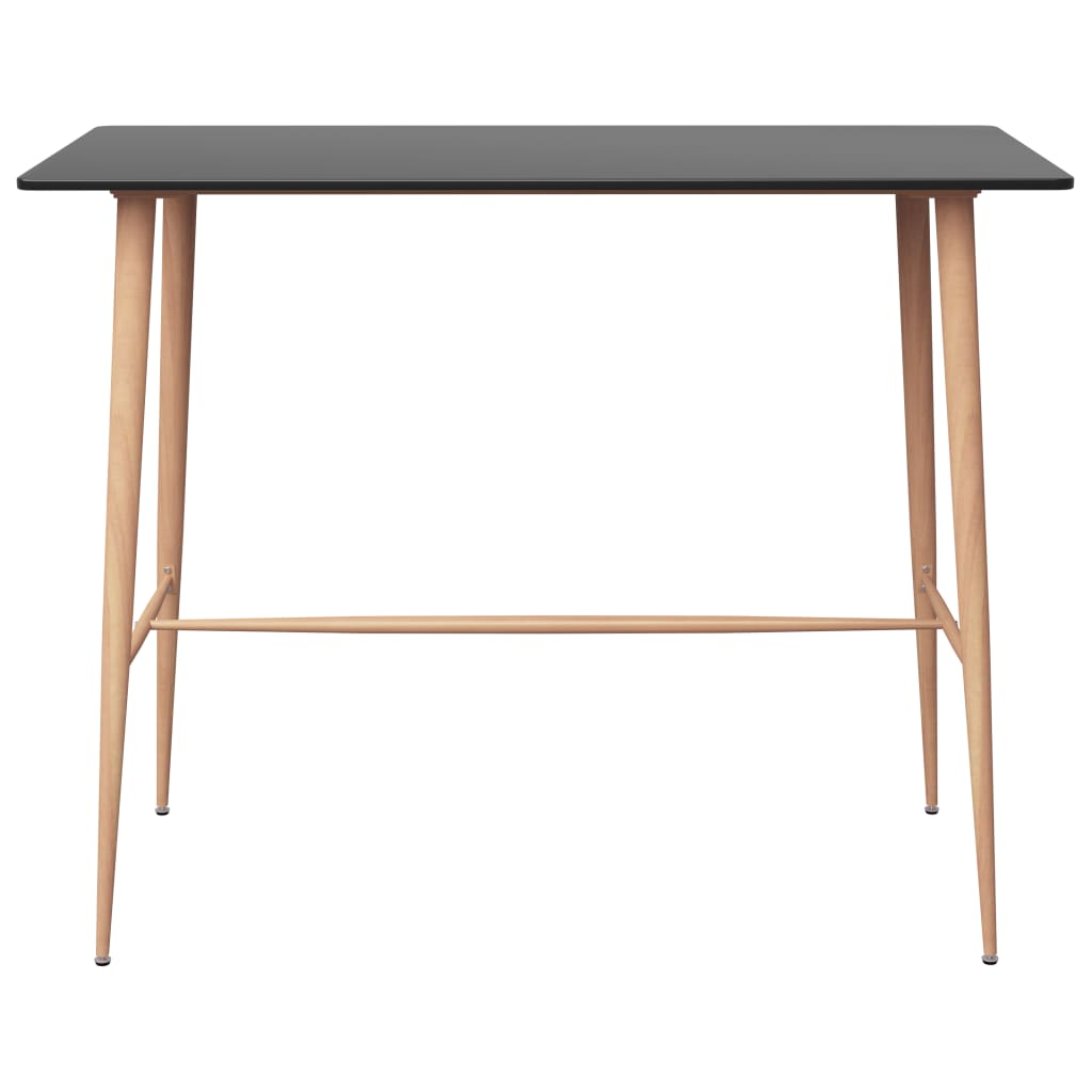 7 Piece Bar Set Black top brown legs