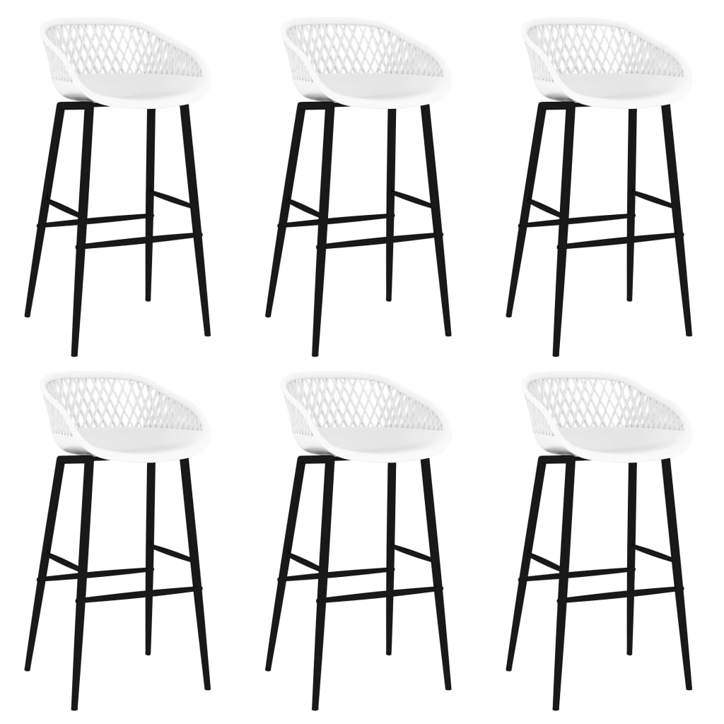 7 Piece Bar Set White chairs black legs