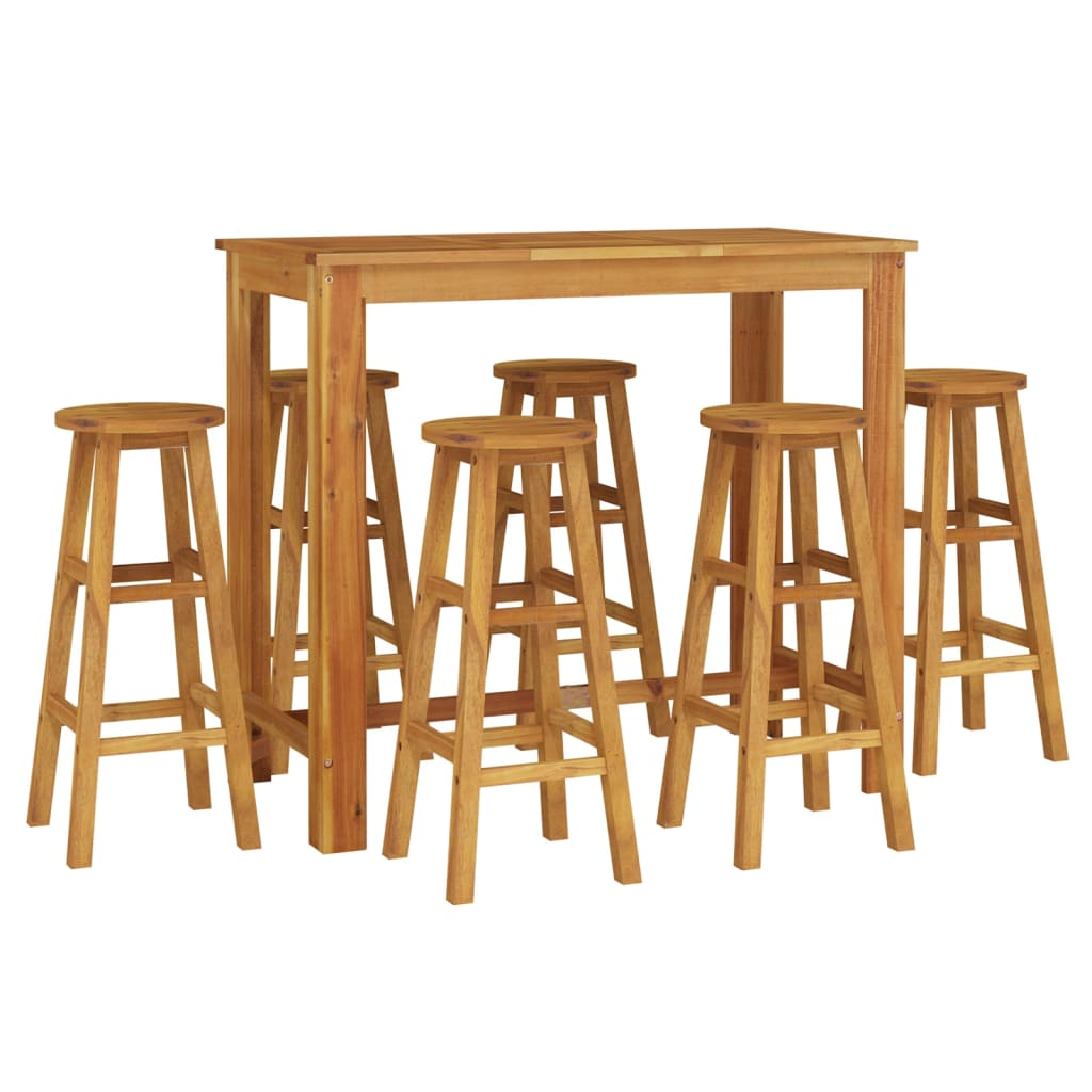 7 Piece Garden Bar Set Solid Wood