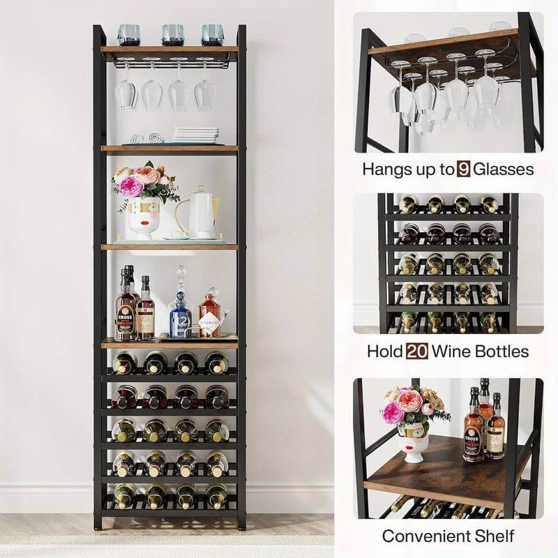 9 Tier Freestanding Wine Rack black and brown