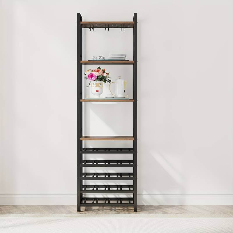 9 Tier Freestanding Wine Rack black and brown unit