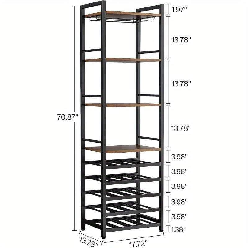 9 Tier Freestanding Wine Rack with Holder and Storage