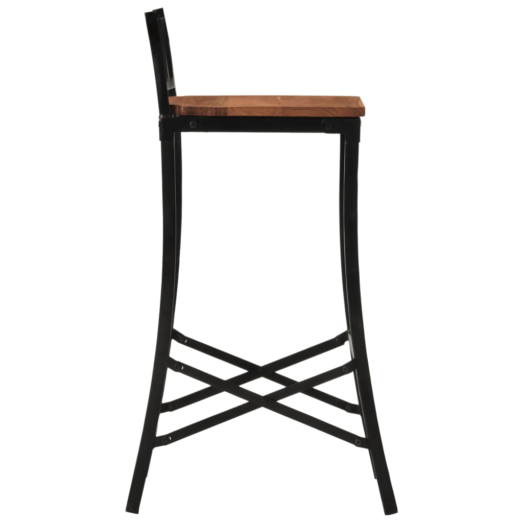 Bar Chair 2 pcs Solid Wood Acacia black legs