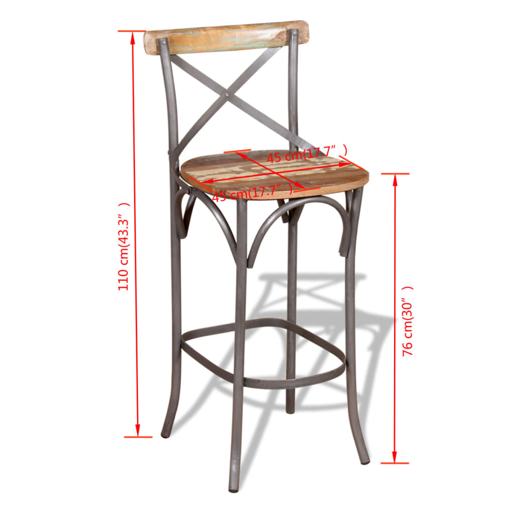 Bar Chair Solid Reclaimed vintage wood