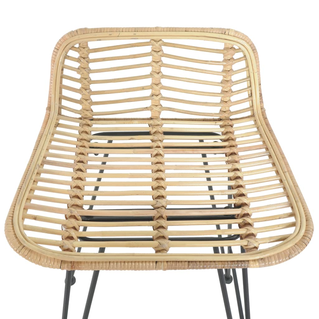 Bar Chairs 2 pcs Natural Rattan pine