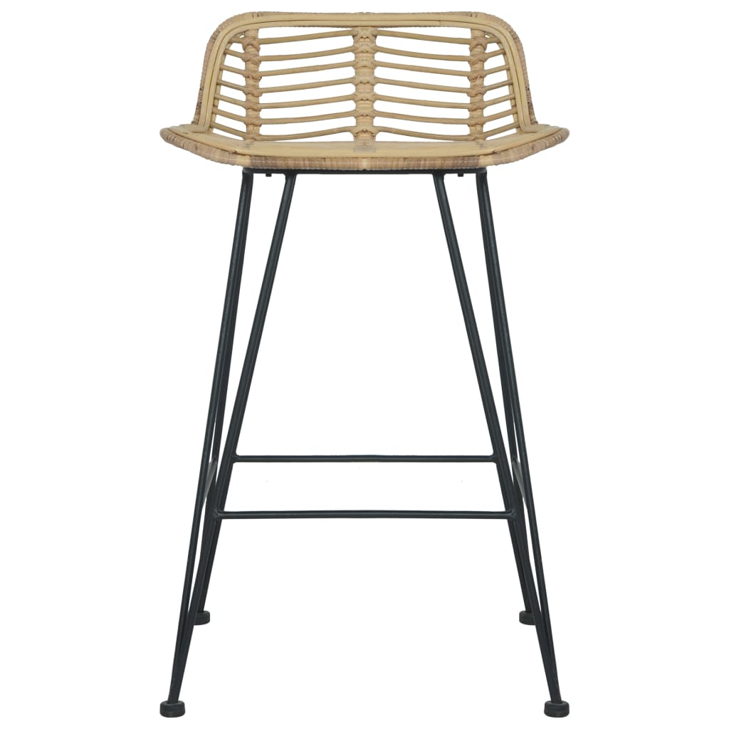 Bar Chairs 2 pcs Natural Rattan pine colour