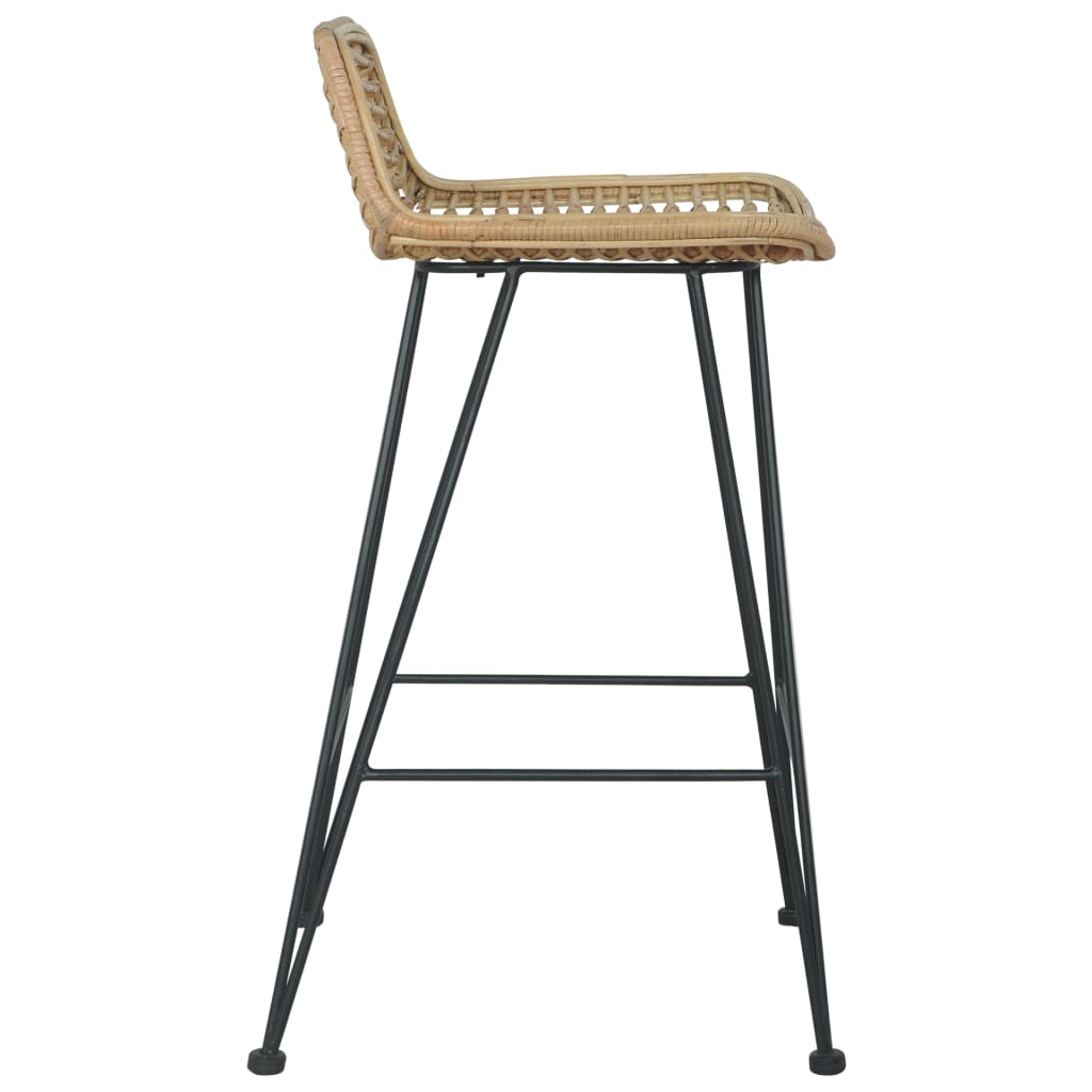 Bar Chairs 2 pcs Natural Rattan pine colour and black