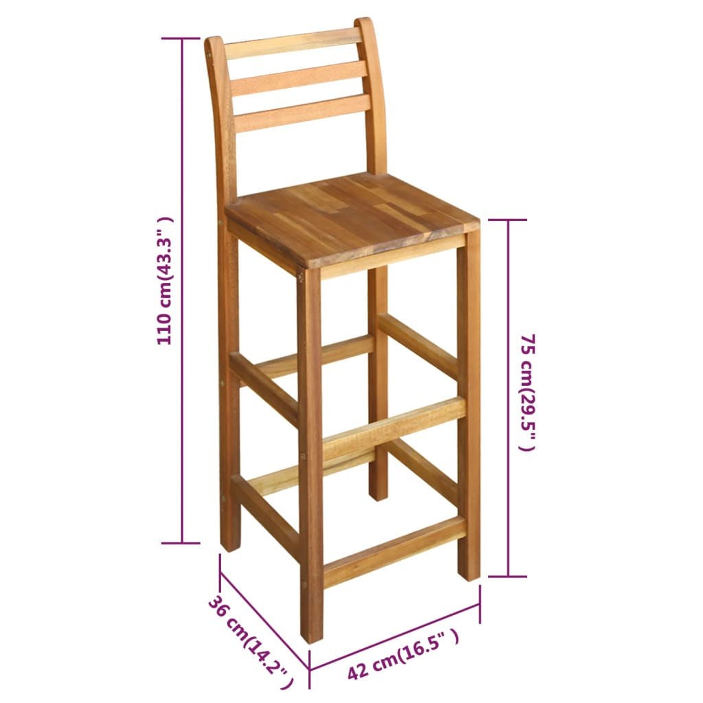 Bar Chairs 2 pcs Solid Wood style