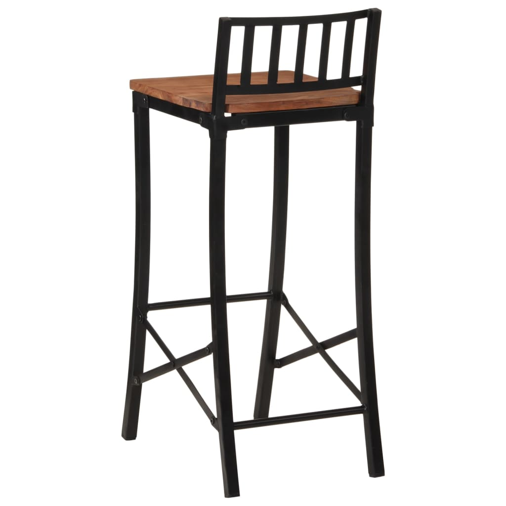 Bar Chairs Solid Wood Acacia seat black legs