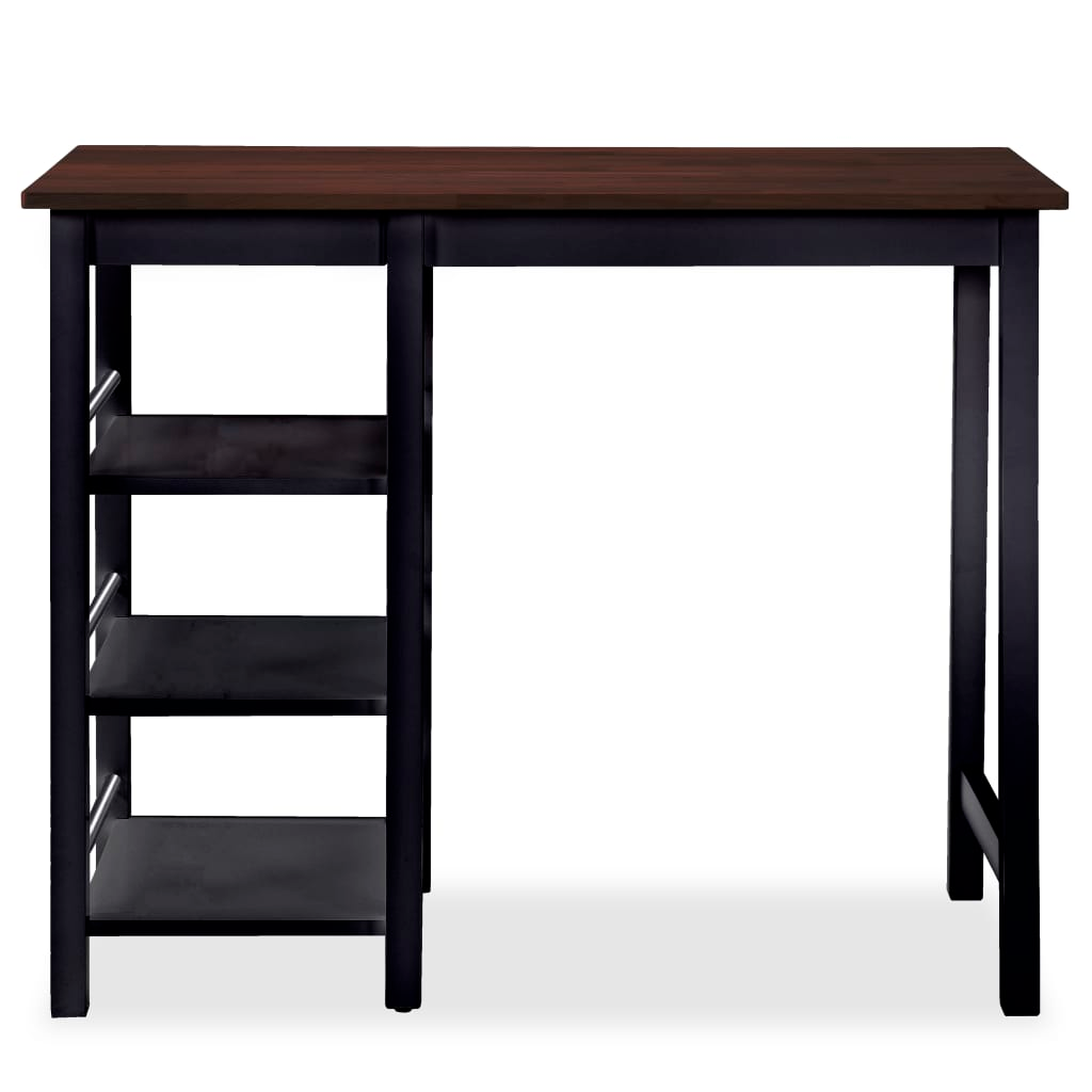 Bar Set 3 Pieces MDF Black legs brown top