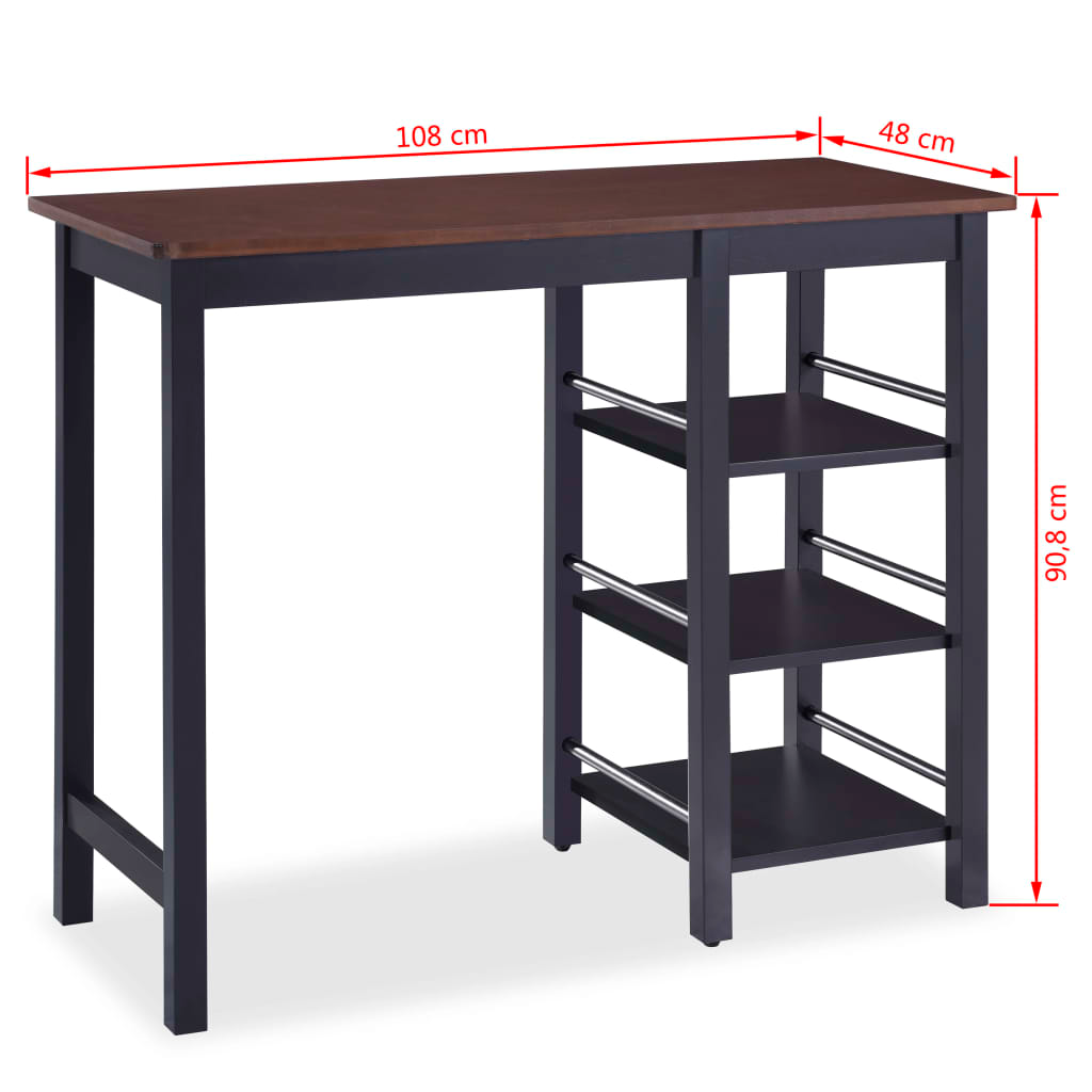 Bar Set 3 Pieces MDF brown top 108cm