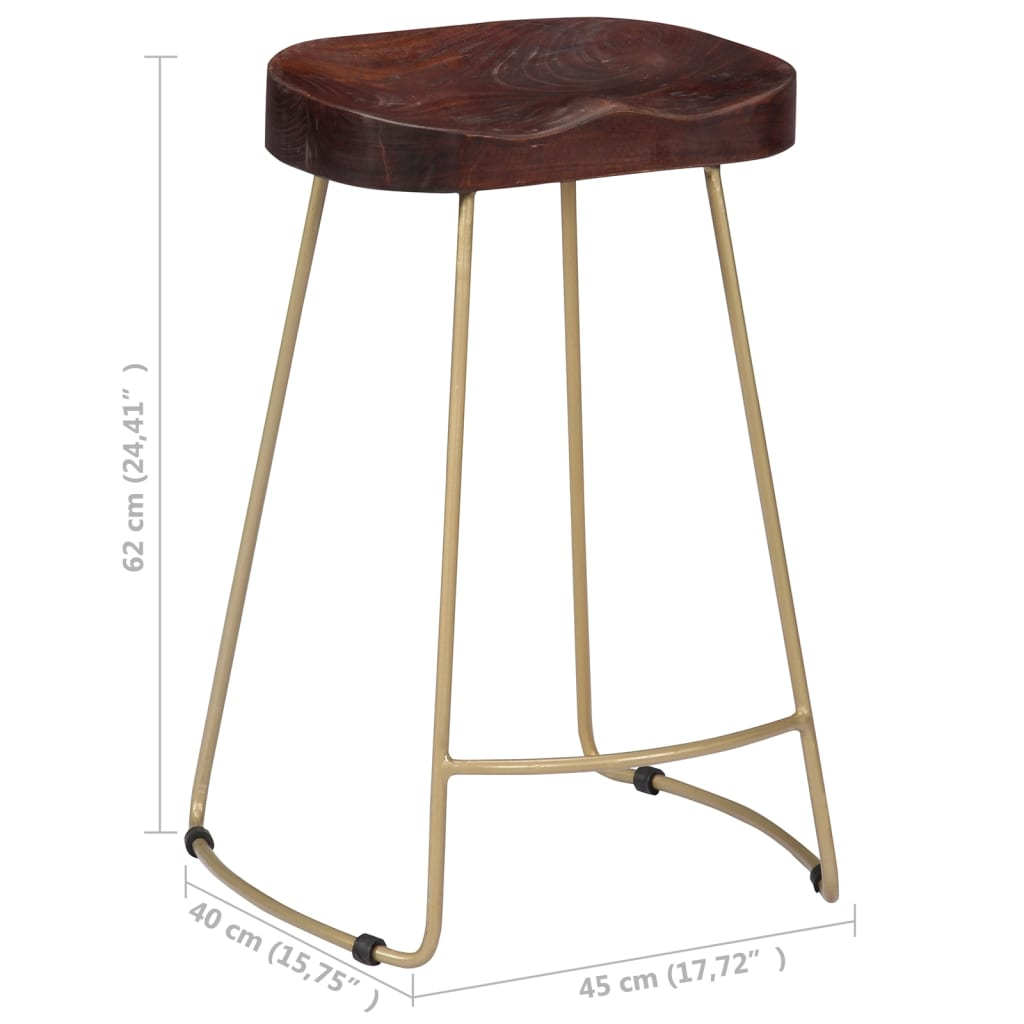 Bar Stool 2 pcs Solid Wood Mango