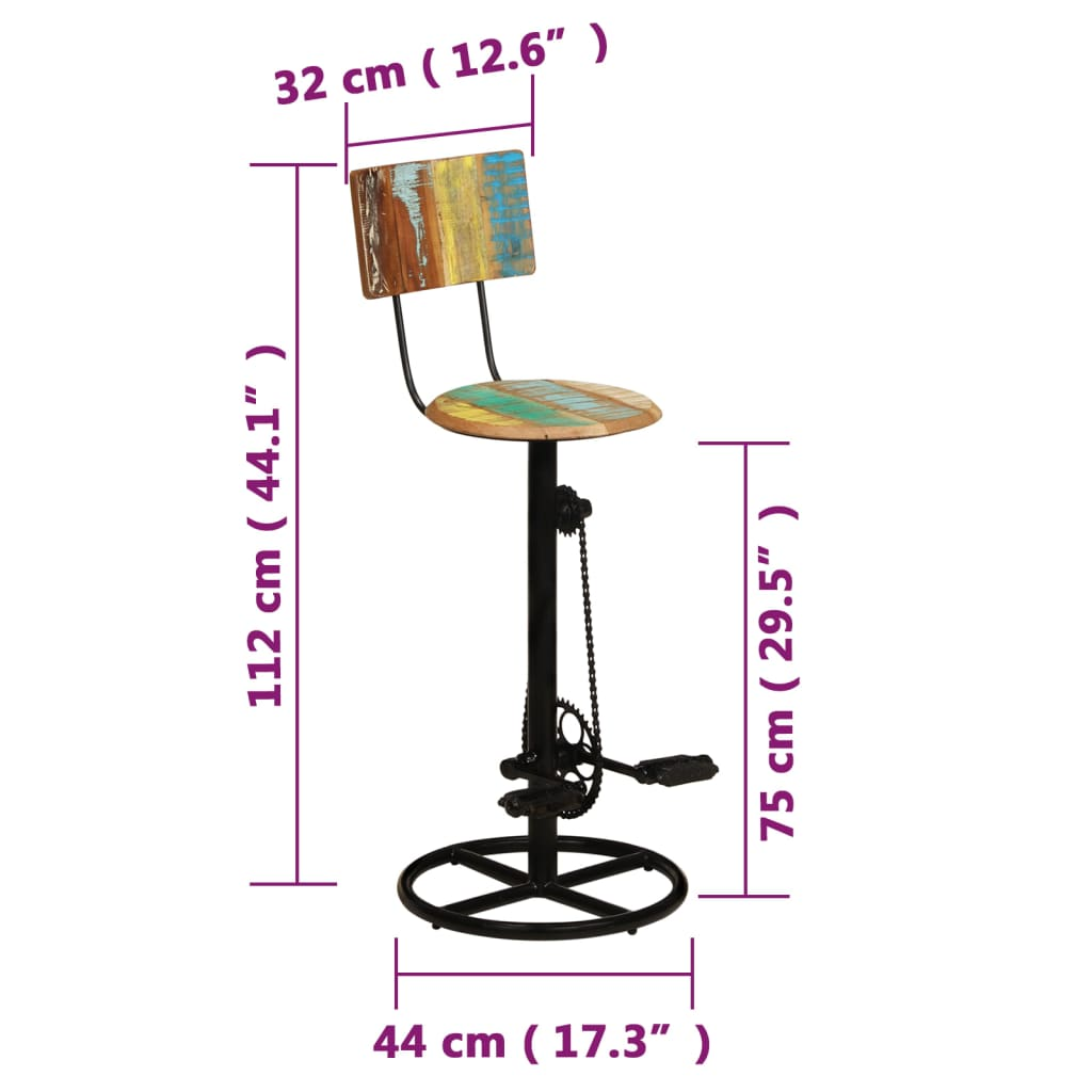 Bar Stools 2 pcs - wood with black legs