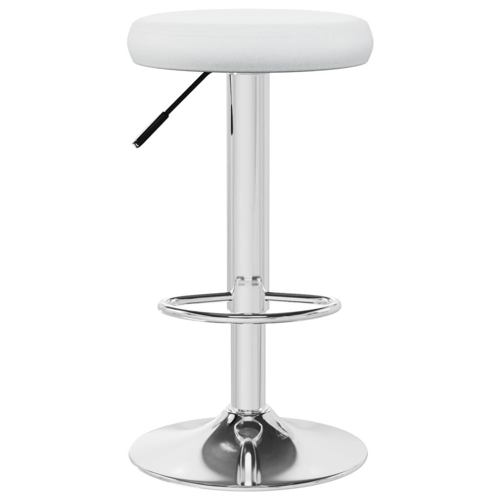 Bar Stools 2 pcs White fake Leather steel stand