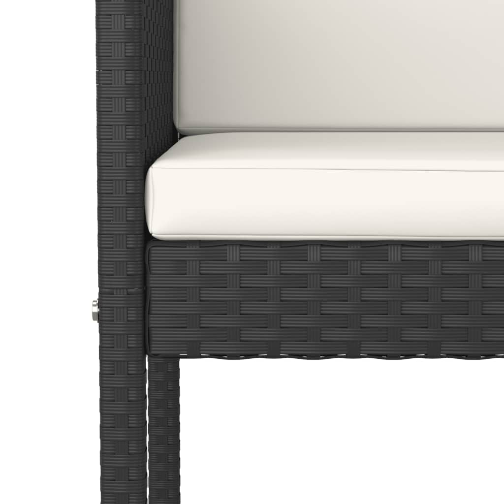 Bar Stools 2 pcs with Cushions white cushions Black Poly Rattan