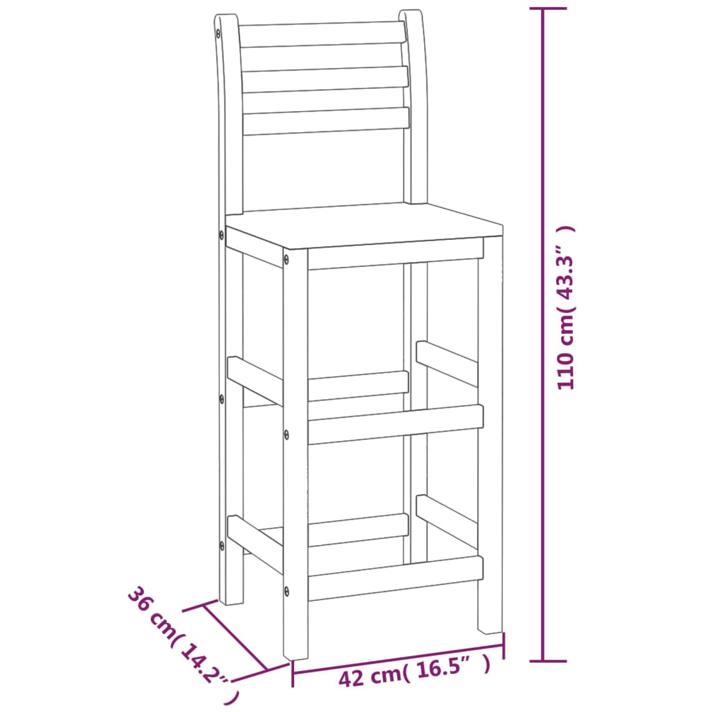 Bar Stools 8 piece Solid Wood