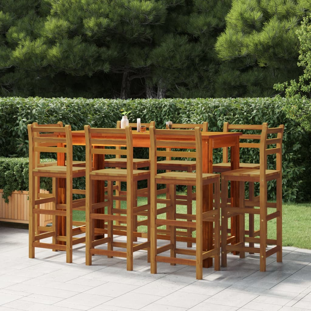 Bar Stools 8 piece Solid Wood garden set