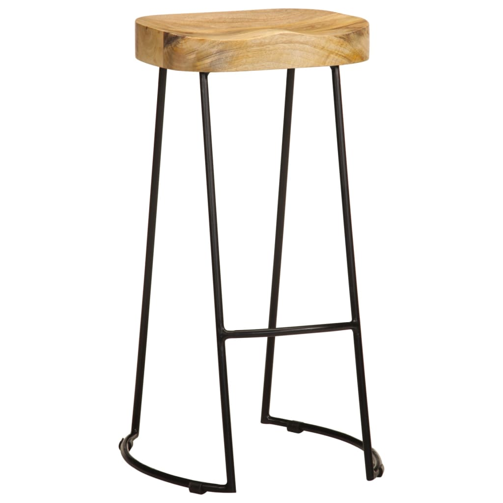 Bar Stools Solid Mango Wood black legs wood top