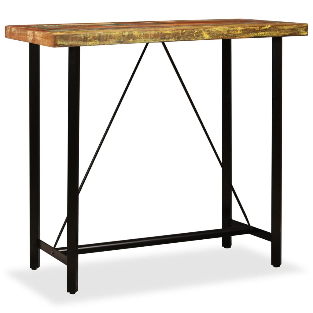 Bar Table Solid Reclaimed Wood with black legs 120x60x107 cm