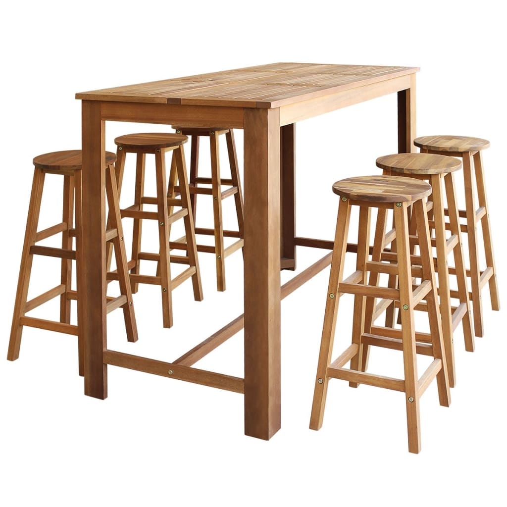 Bar Table Stool Set 7 Piece with table
