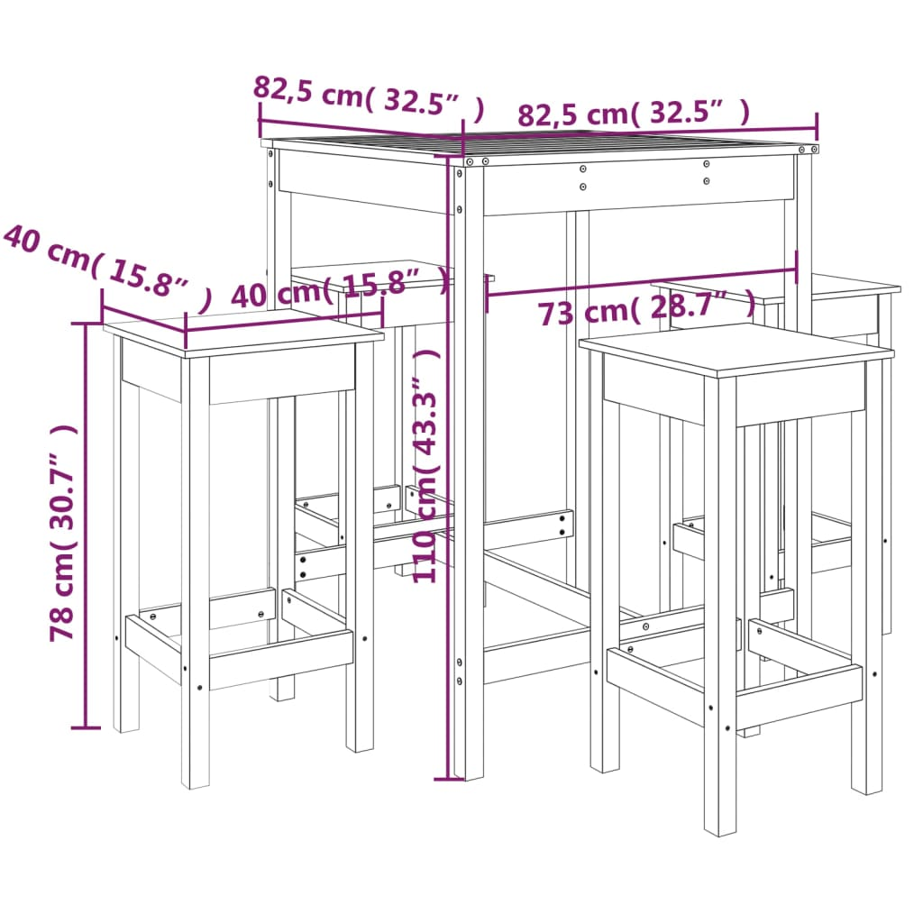 Black Solid table - 4 leg tables
