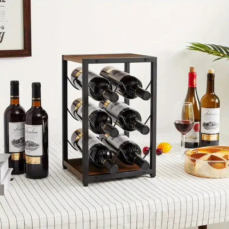 Black Vintage Countertop Wine Rack