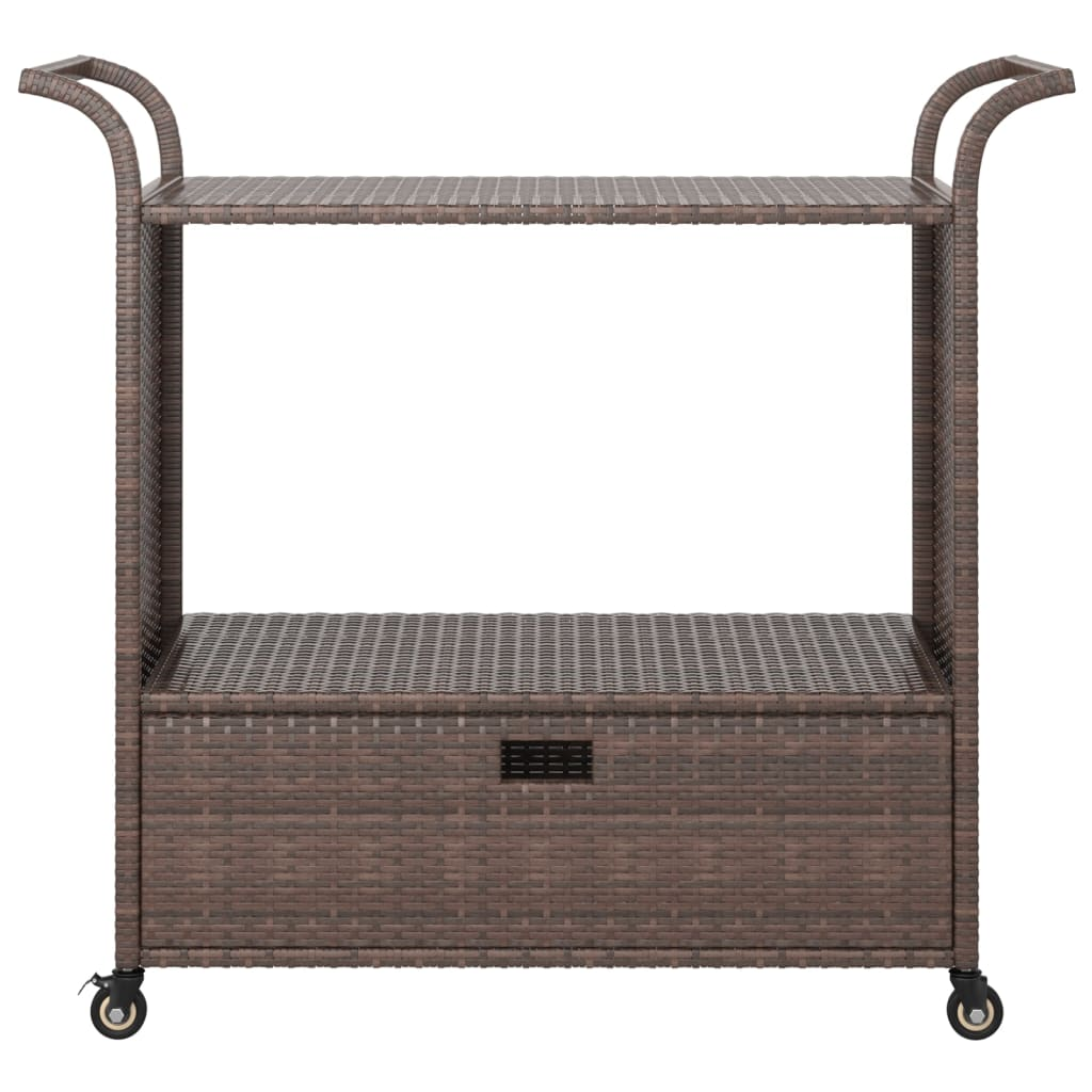 Cart with Drawer Brown 100x45x97 cm Poly Rattan