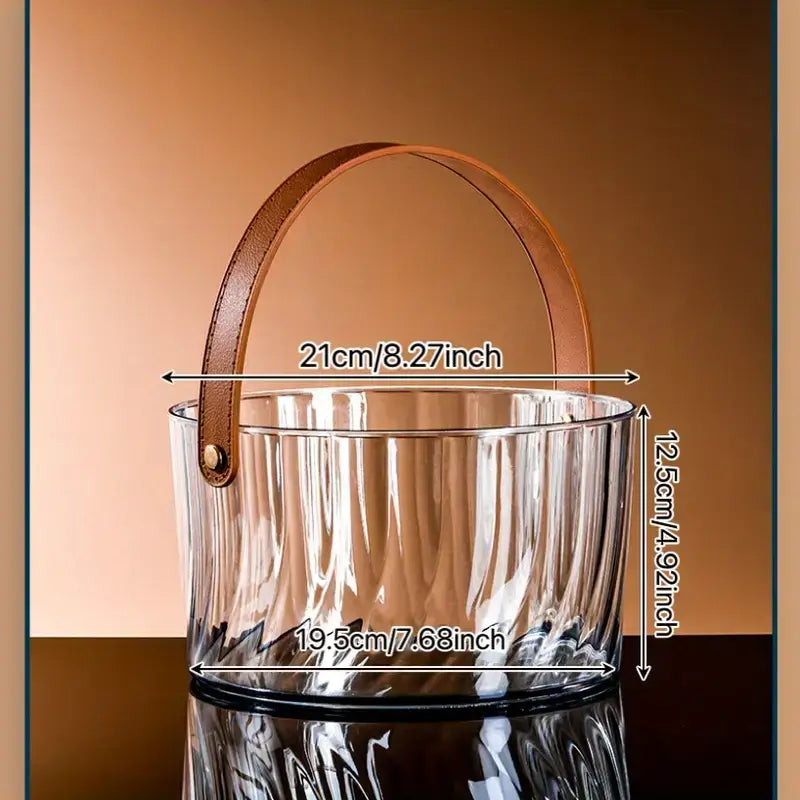 Clear Drink Cooler With brown leather Strap