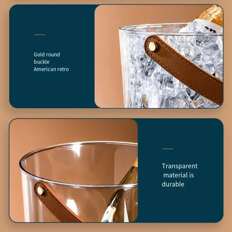 Clear Drinks Cooler With Leather brown Strap