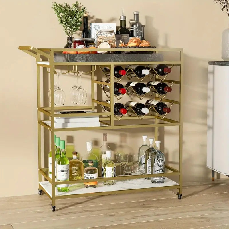 Drink Trolley - Gold & Glass