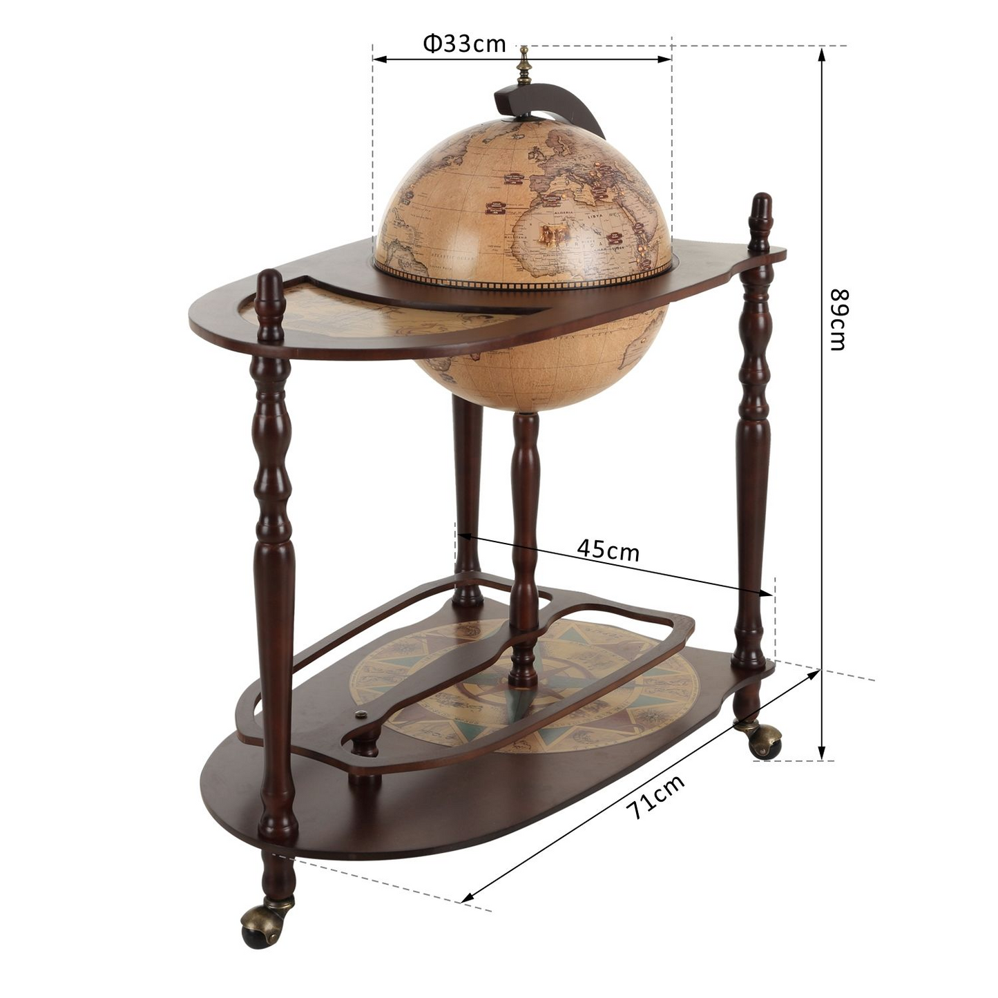 Drinks Cabinet Wine Container Minibar Storage Trolley Table with Bottle Glass Holder