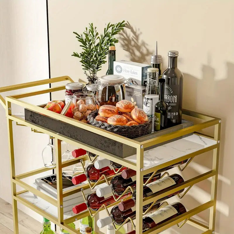Drinks Trolley - Gold & Glass