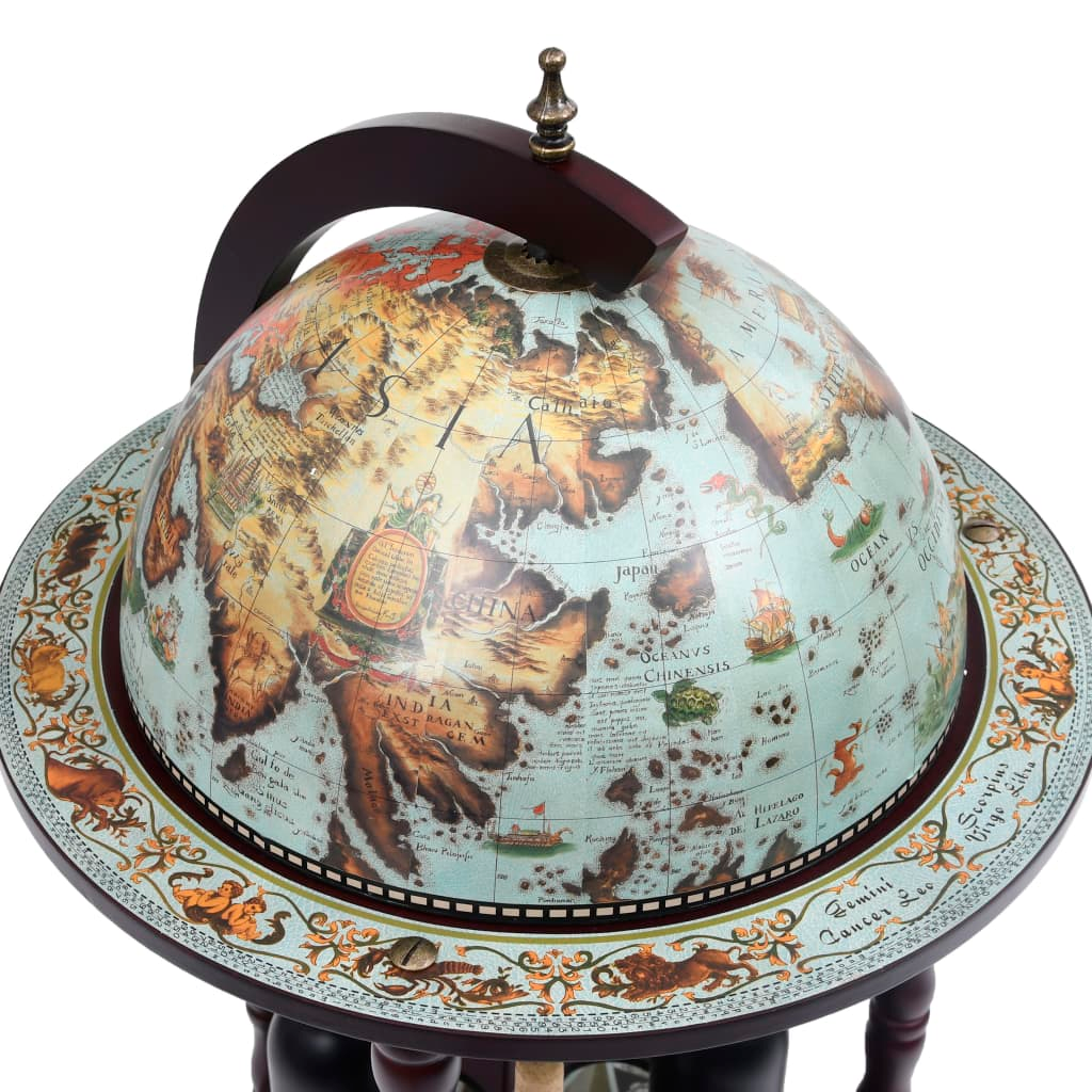 Globe Bar wine cabinet - Stand Eucalyptus Wood Blue
