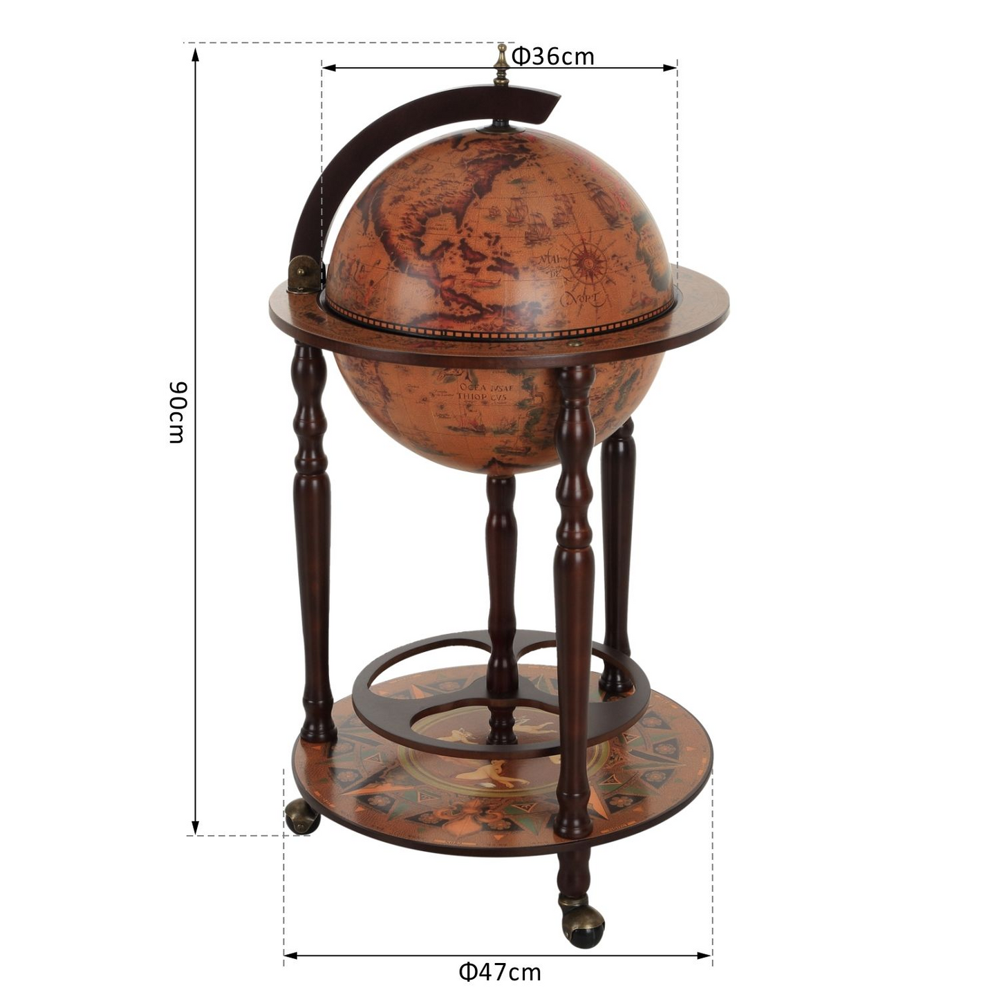 Globe Shape Retro Style Bar Cabinet
