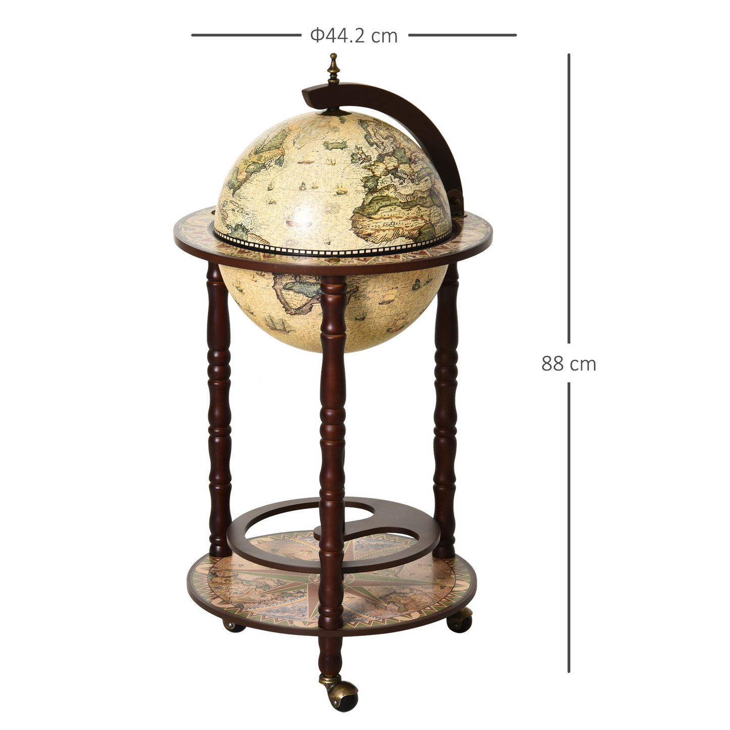 Globe Shaped Retro Style Mini Bar Drink Cabinet Mobile Wine Alcohol Beverage