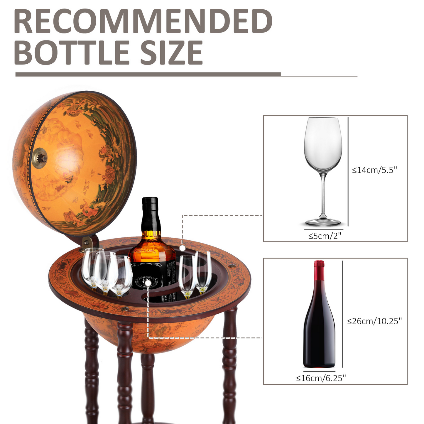 Globe Shaped Retro Style Movable Wine cabinet