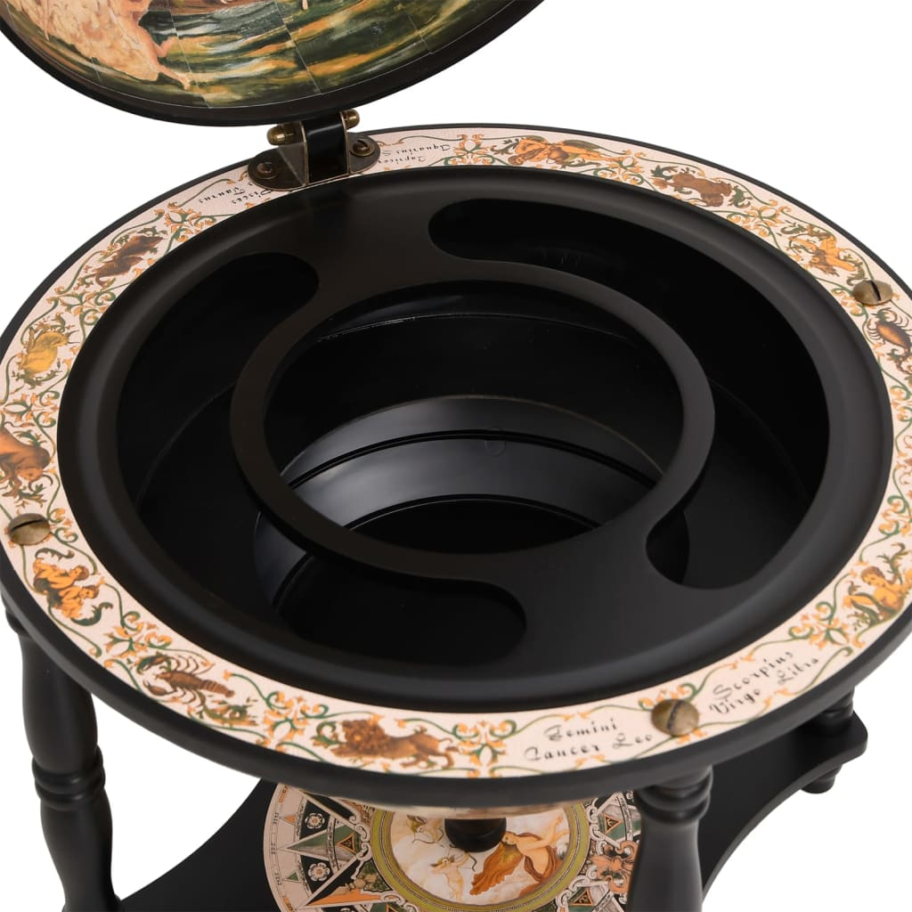 Globe Wine drink Stand Black Solid Wood Eucalyptus